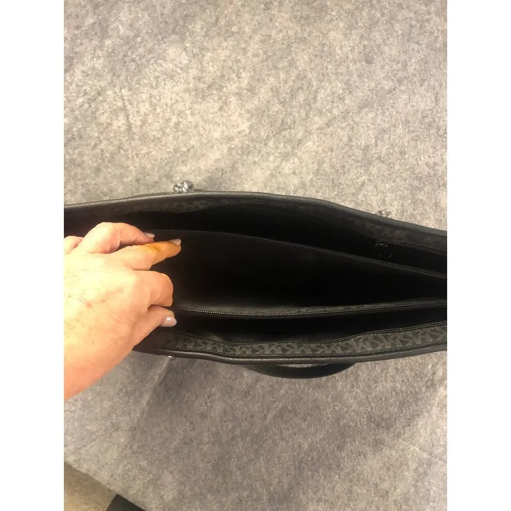 Michael Kors Black MK Logo Jet Set Travel Tote Tablet Zip NWOT - Picture 6 of 10